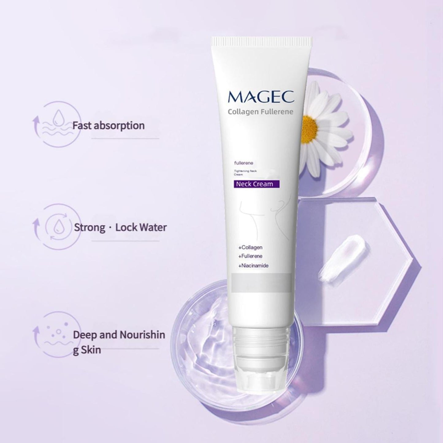 ✨ Last Day Buy 1 Get 1 Free 💖Collagen Neck Cream-Reduces Wrinkles and Double Chin,Five Rollers for All Around Massage